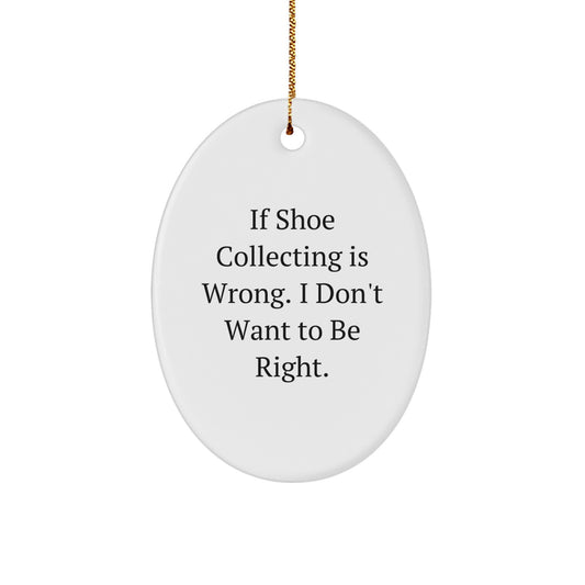 Funny Shoe Collecting Gifts for Men Women Friends Family Oval Ornament If Shoe Collecting Is Wrong I Don't Want To Be Right Christmas Decorations - Image 1