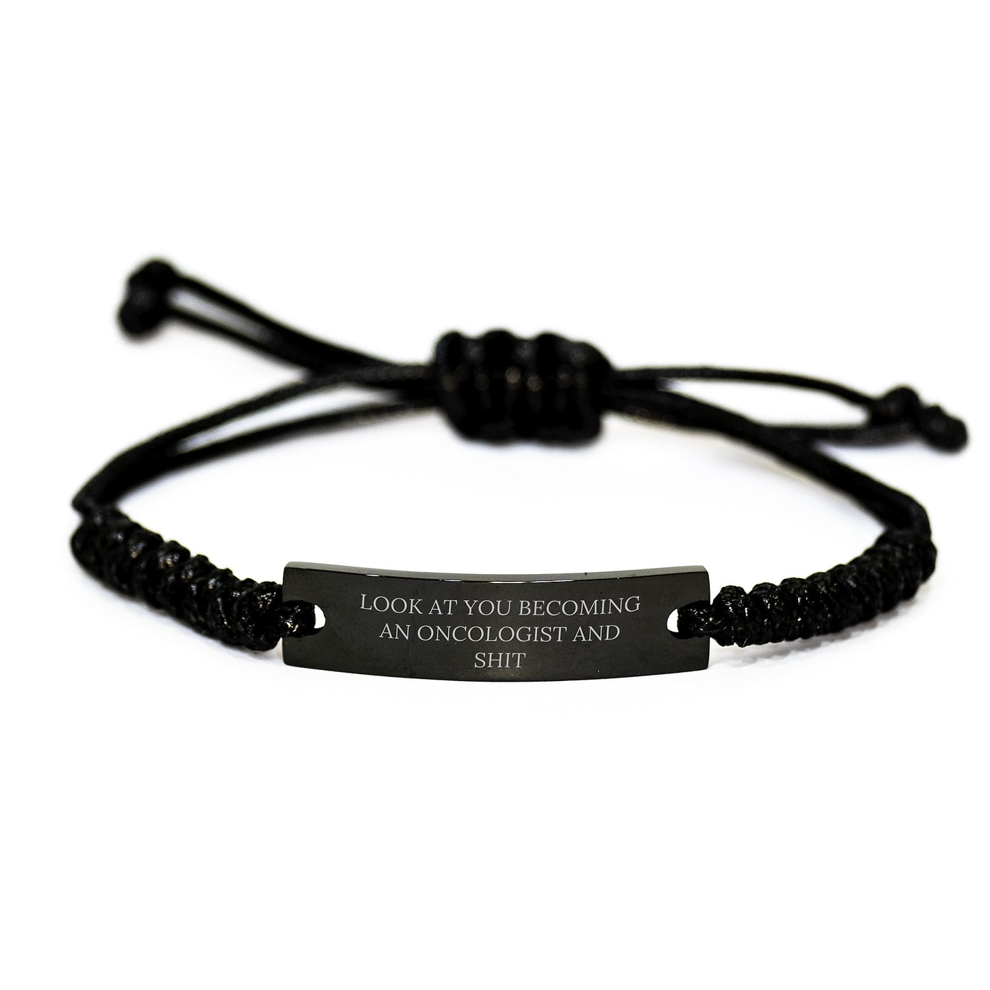 Birthday Gift Present for Her Oncologist Rope Bracelet with Bold Quote - Image 1