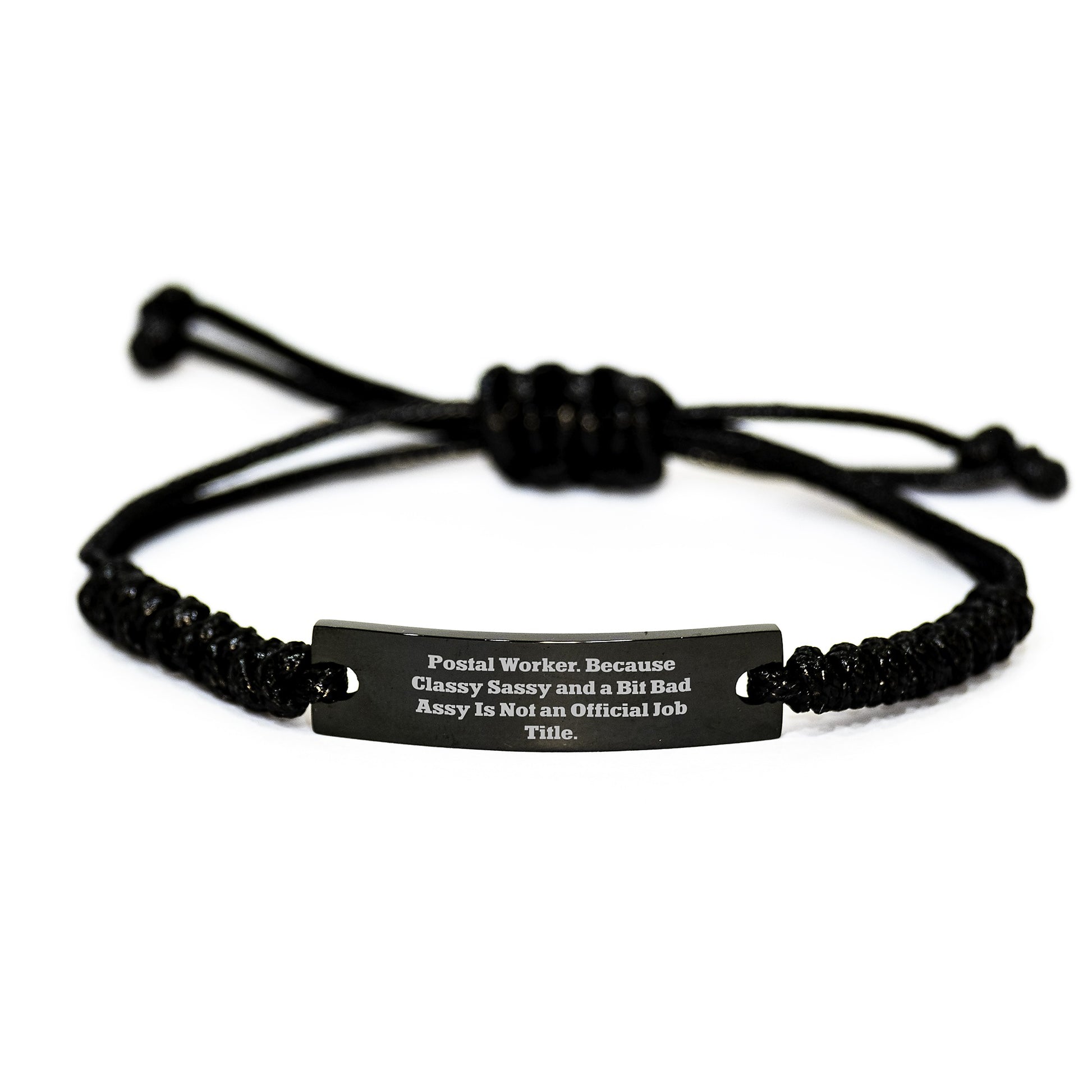 Funny Postal Worker Gifts for Men, Rope Bracelet with Black Black Stainless Steel and Interlaced Rope, Gifts from Friends or Family to Postal Worker, Christmas Unique Presents - Image 1
