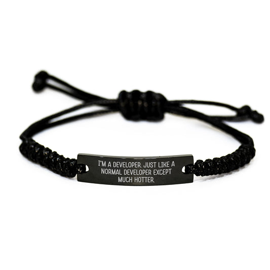 Funny Developer Gifts for Him - Adjustable Rope Bracelet, Graduation Unique Gifts from Friends, Coworkers, Family - Engraved Developer Quote - Image 1