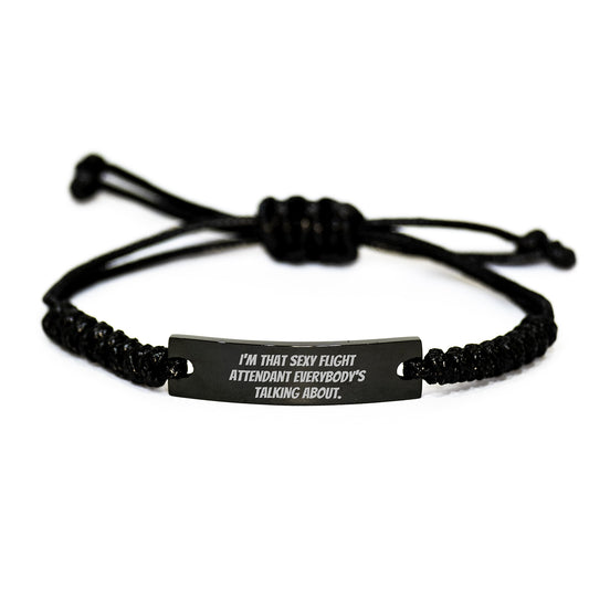 Funny Flight Attendant Gifts from Friends - I'm That Sexy Flight Attendant Everybody's Talking About. Black Rope Adjustable Birthday Unique Gifts for Flight Attendant - Image 1