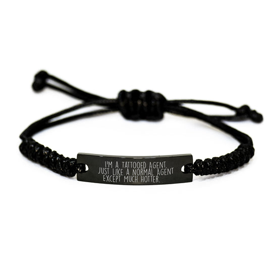 Agent Rope Bracelet Funny Gift from Friends Birthday Quote 'I'm A Tattooed Agent' - Image 1