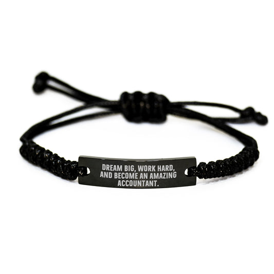 Accountant Gifts from Friends, Inspirational Rope Bracelet for Graduation, 'Dream Big, Work Hard, And Become An Amazing Accountant.' - Image 1