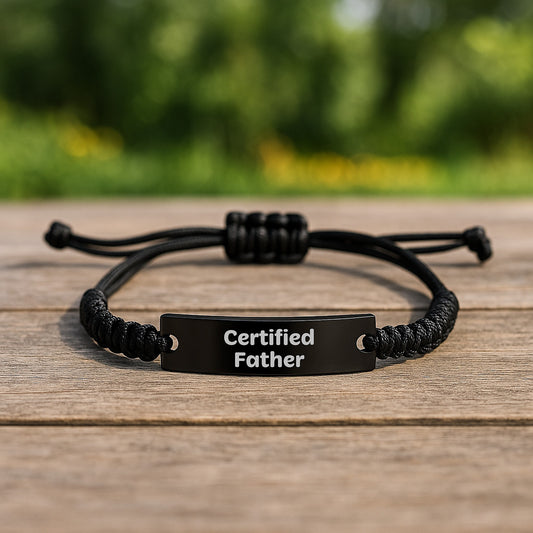 Funny Father Rope Bracelet Gifts from Men to Graduation Certified Dad, Adjustable Black Stainless Steel with Interlaced Rope, Inspirational Quote for Gifts for Father - Image 2