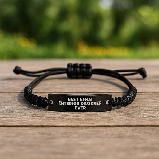 Funny Interior Designer Rope Gifts from Friends, Gifts for Interior Designers, Best Effin' Interior Designer Ever Quote, Adjustable Rope Bracelet for Graduation Unique Gifts - Image 2
