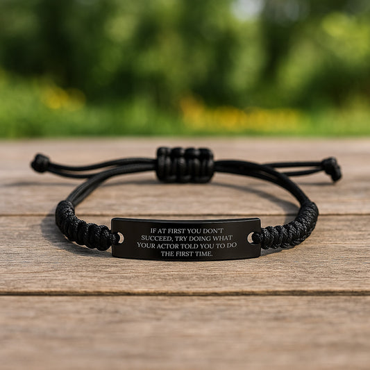 Actor Rope Bracelet Funny Quote Birthday Unique Gift from Friends to Actor, Adjustable Rope Design, Engraved Black Stainless Steel, Unique Gift for Actor - Image 2