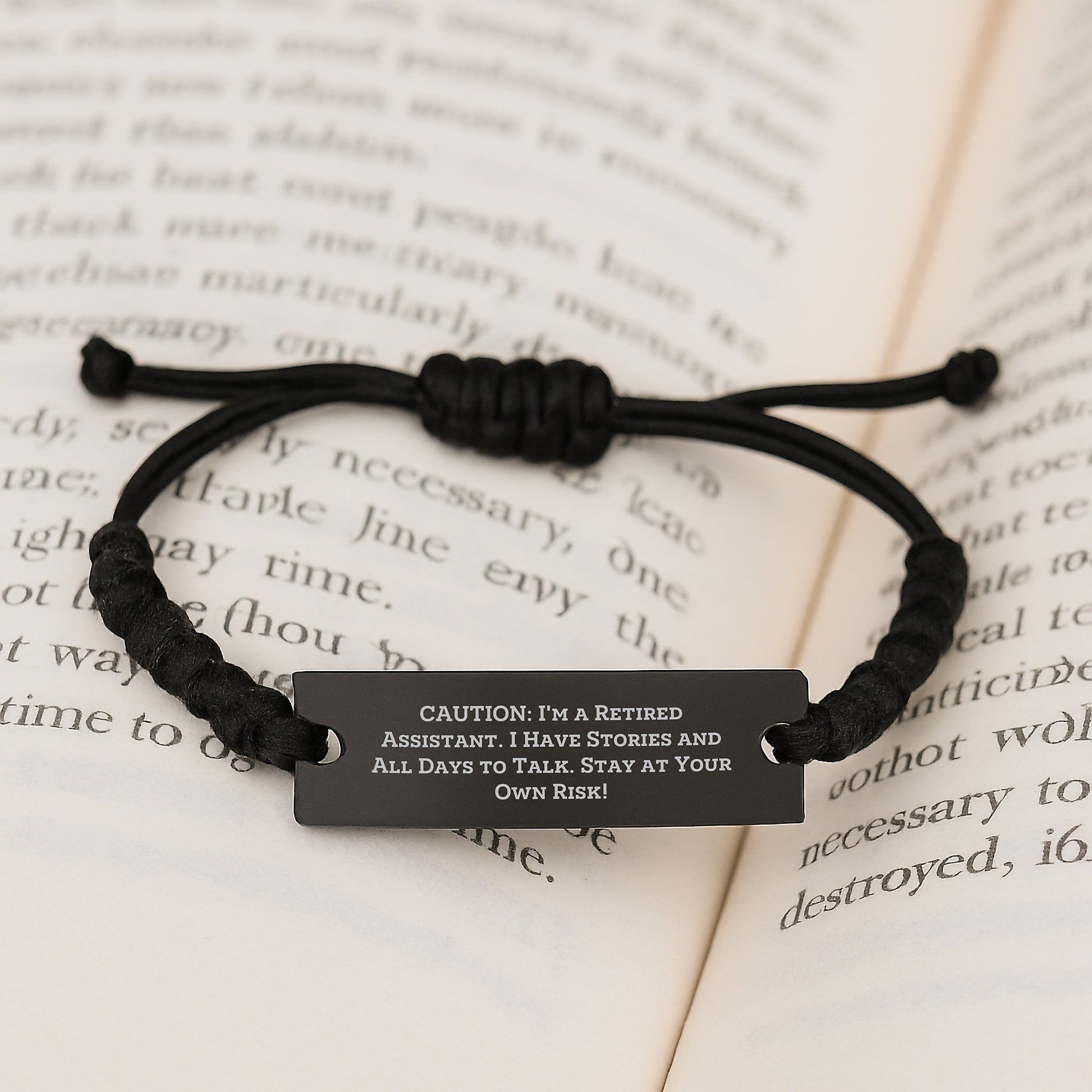 Funny Assistant Gifts from Friends for Birthday - Retired Assistant Quote Rope Bracelet with Adjustable Black Stainless Steel - Image 3