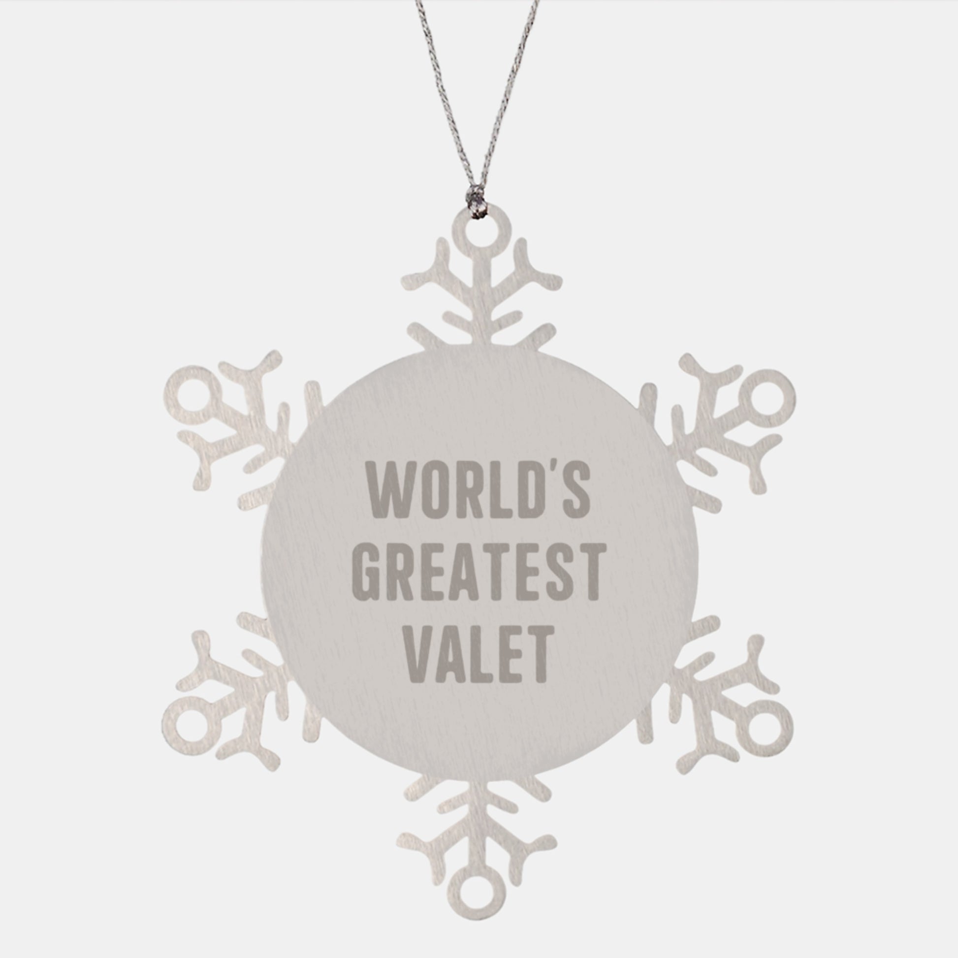 World's Greatest Valet Snowflake Ornament Funny Quotes Gift for Valet Men Friends Family Christmas Unique Decorations - Image 1