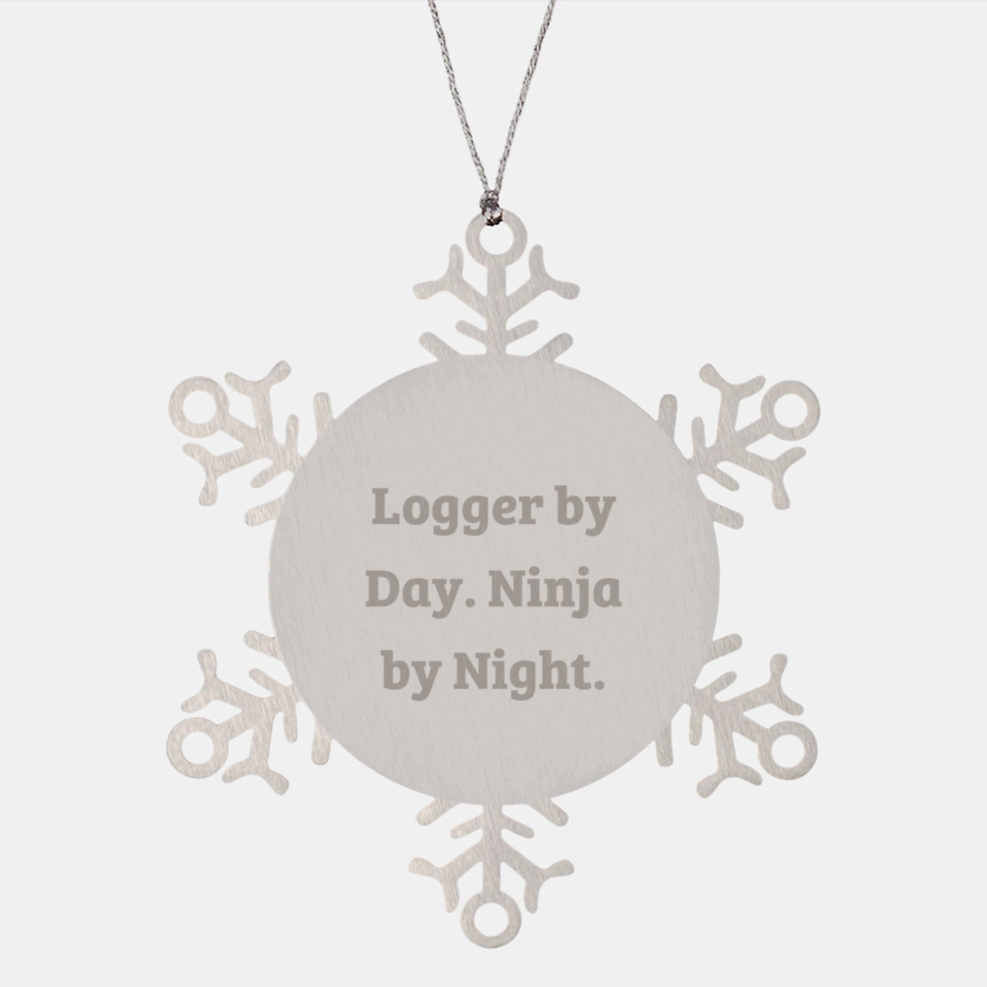 Unique Logger Gifts from Men, Logger Christmas Unique Ornaments Snowflake By 'Logger By Day. Ninja By Night.' - Image 1