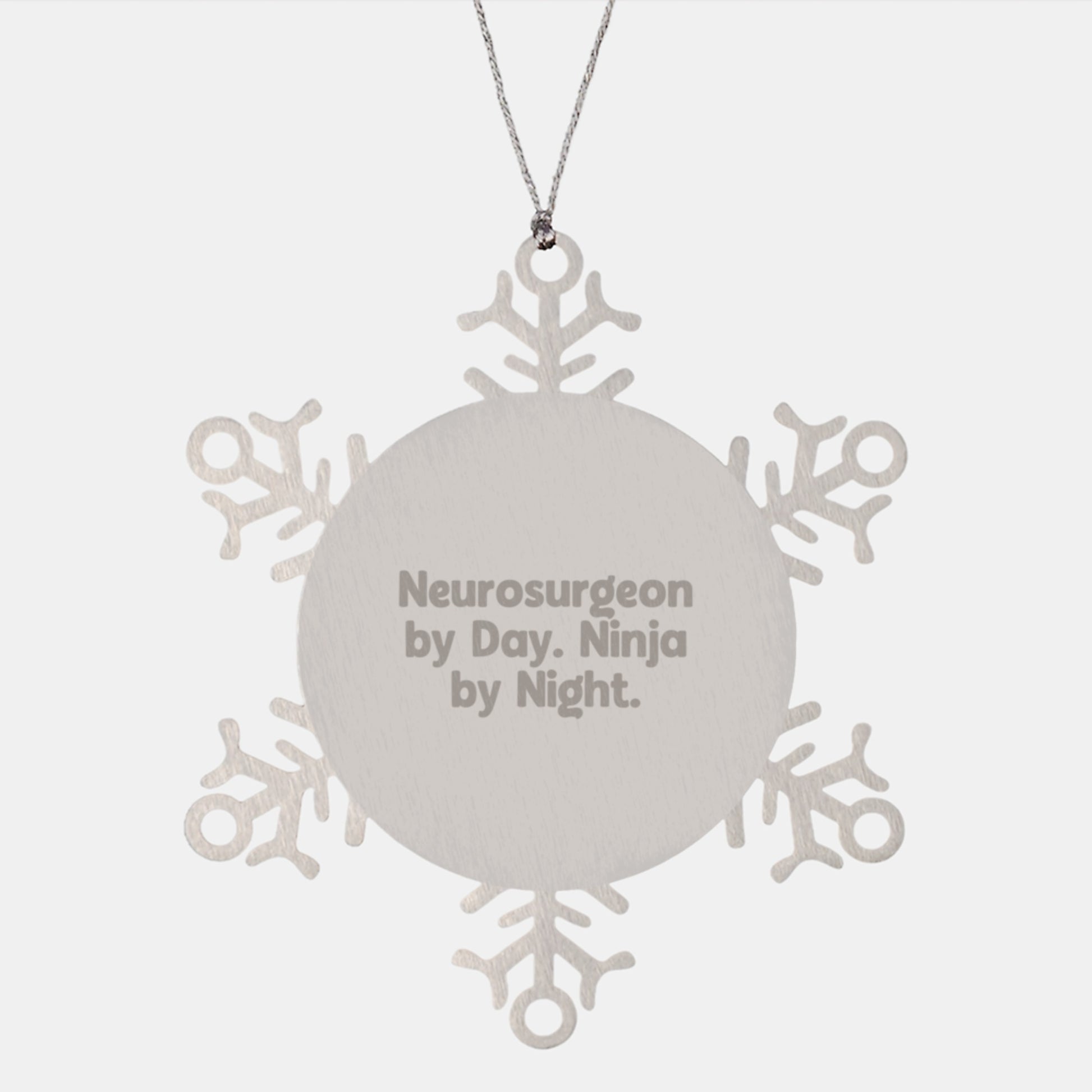 Inspirational Gifts from Friends for Neurosurgeons, Funny Snowflake Ornament, Christmas Unique Snowflake Decorations, Neurosurgeon By Day Ninja By Night Snowflake - Image 1