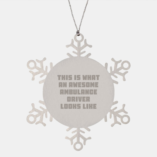 Awesome Ambulance Driver Gifts - Snowflake Ornament from Friends, Coworkers, or Family for Christmas - Image 1