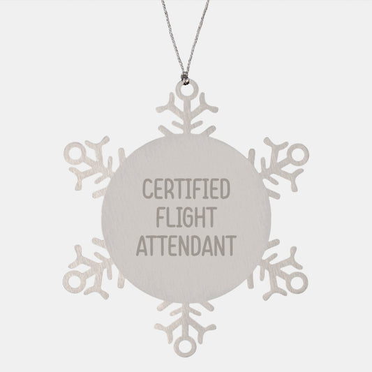 Funny Flight Attendant Gifts from Friends, Certified Flight Attendant Snowflake Ornament for Christmas Unique Gifts, Inspirational Quote 'You are the sparkle on my snowflake' - Image 1