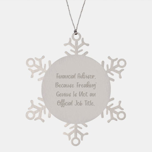 Financial Advisor Funny Gifts from Friends for Christmas, Snowflake Ornament Quote Inspired, Premium Stainless Steel, Shatterproof, Unique Gift Ideas for Men or Women - Image 1