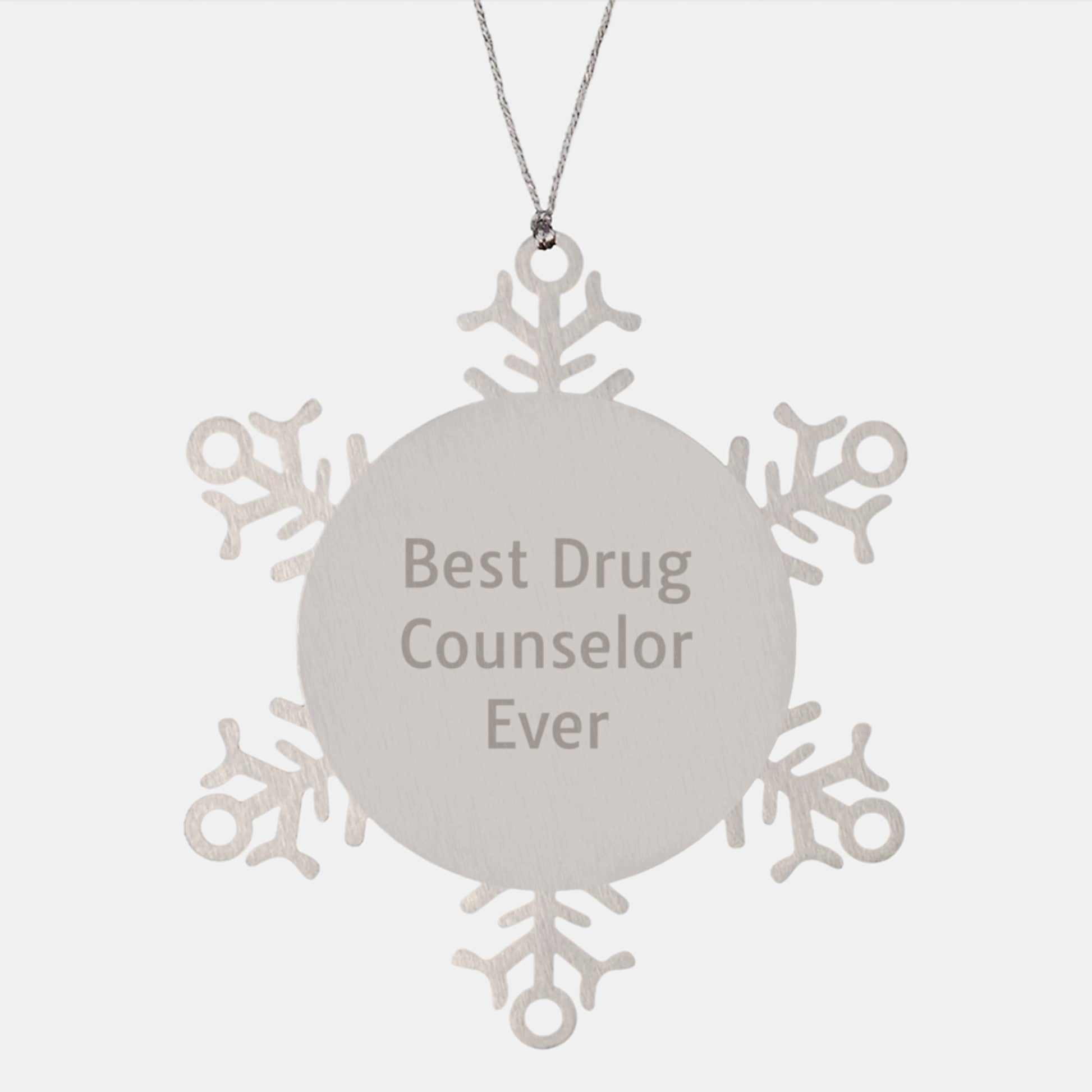 Funny Drug Counselor Gifts from Friends for Christmas Unique Snowflake Ornament, 'Best Drug Counselor Ever' Quote, Gifts from Family to Drug Counselor - Image 1