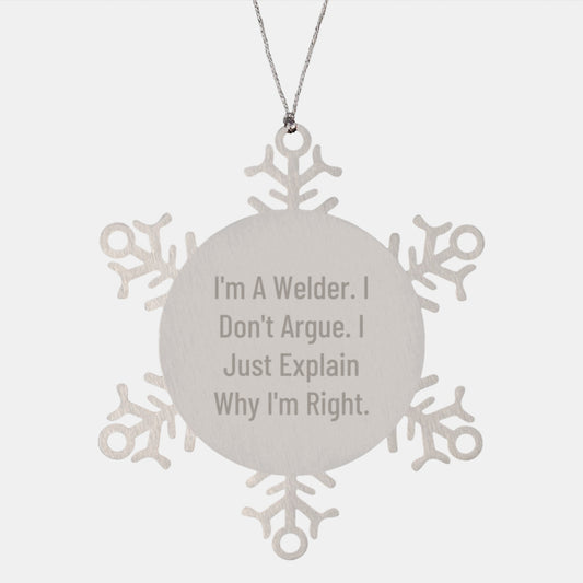 Christmas Gift Welder Snowflake Ornament - Assertive Present for Her - Image 1