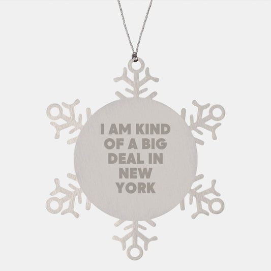 New York Christmas Unique Gifts from Friends to Family - Funny Snowflake Ornament, Unique Gift Ideas for Men and Women, Stainless Steel, Shatterproof, Durable, Safe - Image 1