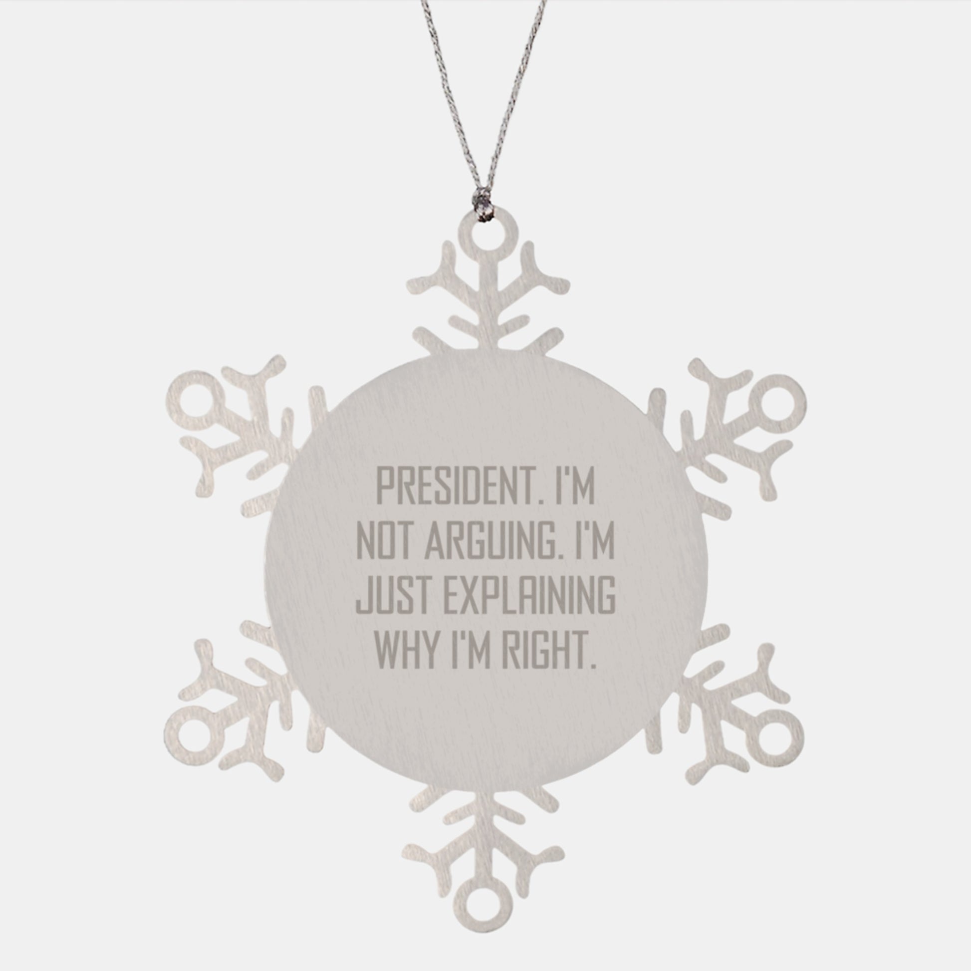 President Snowflake Ornaments, Funny Gifts for Him, From Men, on Christmas Unique Presents - Image 1
