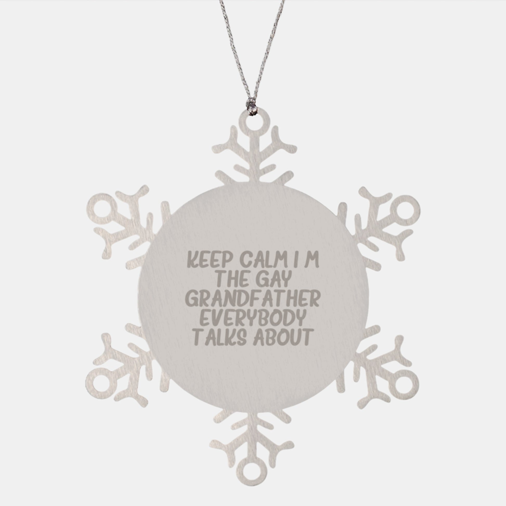 Funny Grandfather Gifts, Snowflake Ornaments for Granddad, Keep Calm Gifts from Family to Grandfather - Image 1