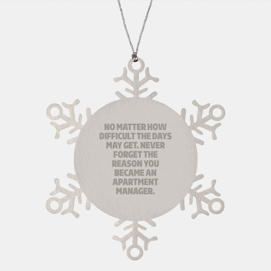 Inspirational Apartment Manager Gifts from Friends - Snowflake Ornament, Christmas Unique Present for Apartment Manager - Image 1