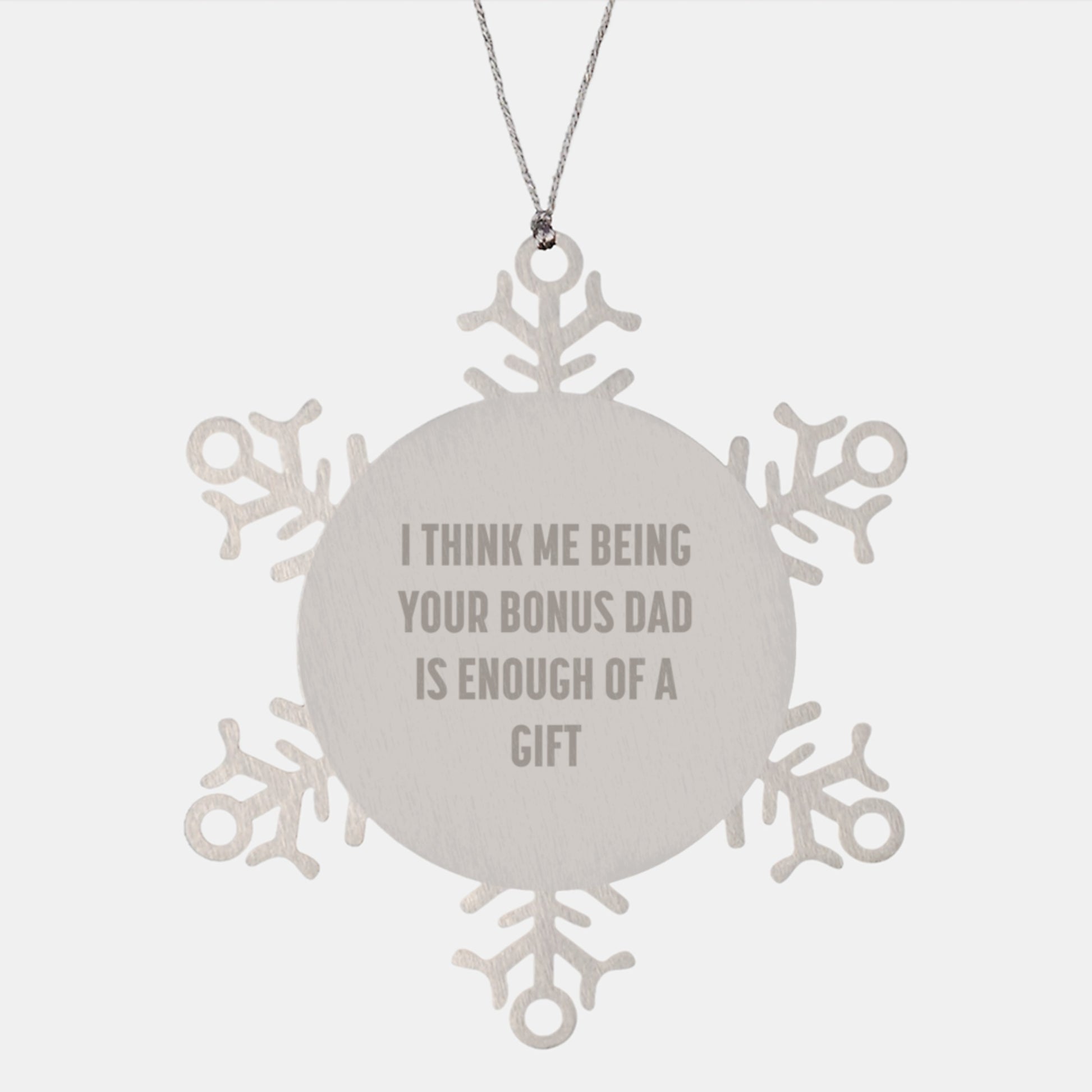 Funny Bonus Dad Gifts Snowflake Ornament for Christmas Unique Presents from Men to Bonus Dads - Image 1