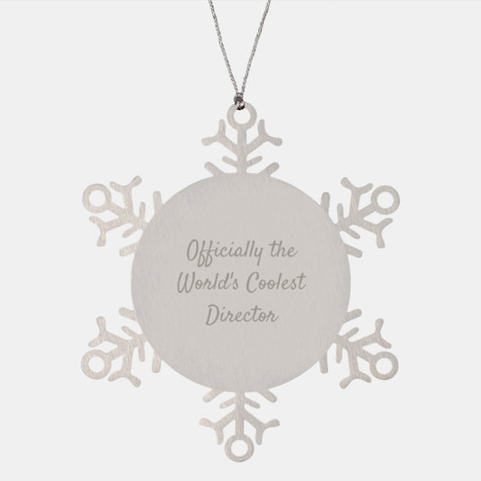 Funny Director Gifts, Officially The World's Coolest Director Snowflake Ornament, Christmas Unique Gifts from Friends, Coworkers, Family - Image 1