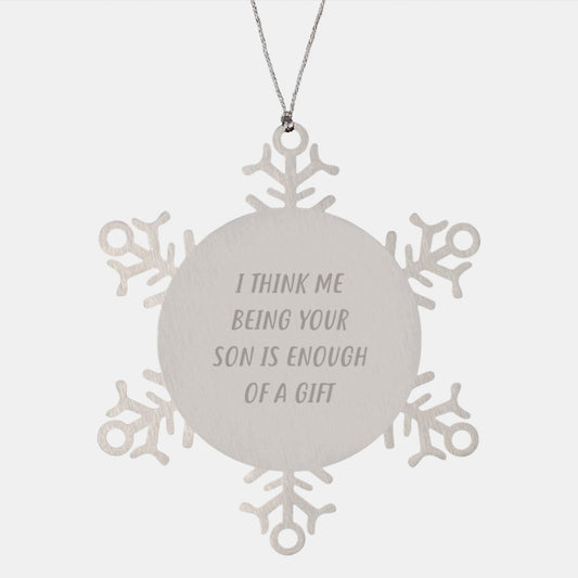 Unique Snowflake Ornaments for Son Gifts from Mom, Funny Snowflake Quote, Christmas Unique Gift Ideas for Men, Son Snowflake Ornament for Son's Room Decoration - Image 1