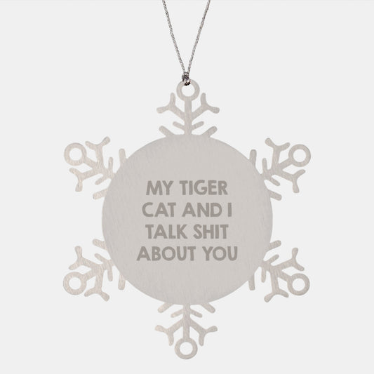 Funny Tiger Cat Snowflake Ornament Gift from Friends for Tiger Cat Lover Christmas Unique Decorations - Image 1