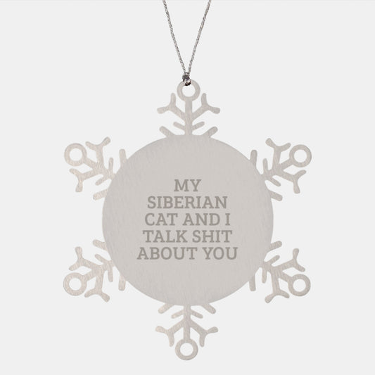 Funny Siberian Cat Gifts, Snowflake Ornament, Unique Christmas Memorable Presents for Men, Women, Friends, Family - Image 1