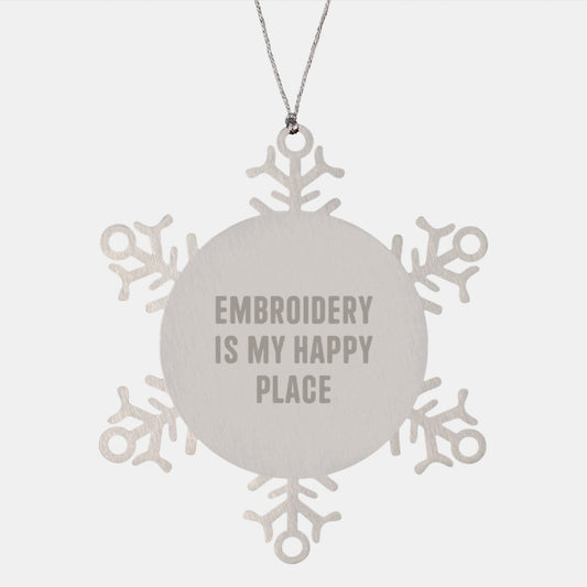 Embroidery Snowflake Ornament Idea Christmas Unique Gift for Coworkers - Image 1