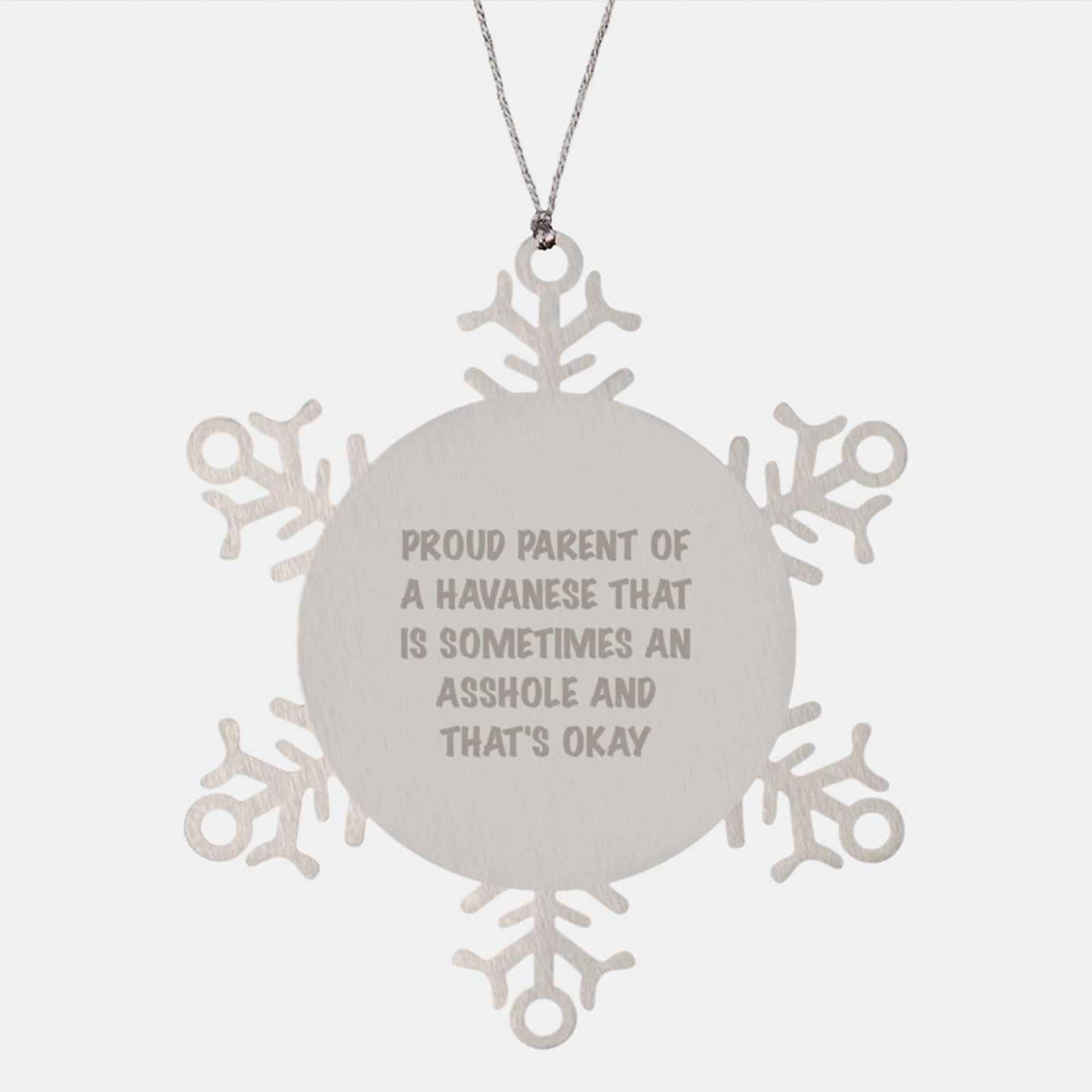Funny Havanese Dog Mom Dad Gifts from Family Friends Christmas Unique Snowflake Ornaments, Proud Parent of a Havanese That Is Sometimes An Asshole Ornaments - Image 1