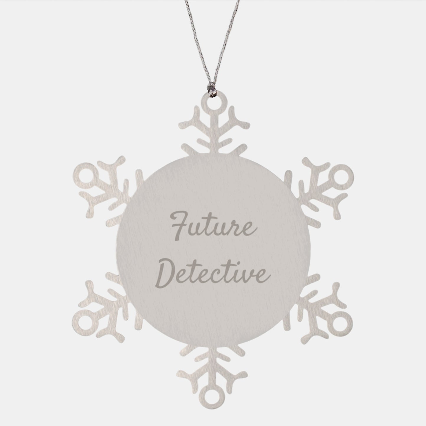 Future Detective Gifts for Christmas: 'Become the Best Detective' Snowflake Ornament, Shatterproof Stainless Steel, 3.14 inches, Gifts from Family to Future Detectives - Image 1