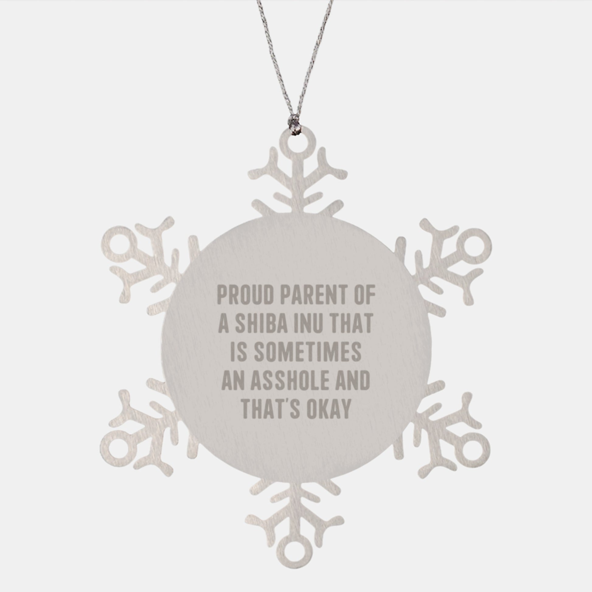 Funny Shiba Inu Dog Gifts from Parents for Christmas Unique Snowflake Ornament, Shatterproof Stainless Steel Decorations for Shiba Inu Dog Lovers, Proud Parent of a Shiba Inu - Image 1