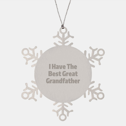 Grandfather Love Snowflake Ornament Funny Quote Gifts for Men from Family, Unique Christmas Ornaments for Grandfather, Funny Snowflake Decor for Grandfather, Great Grandfather Gifts - Image 1