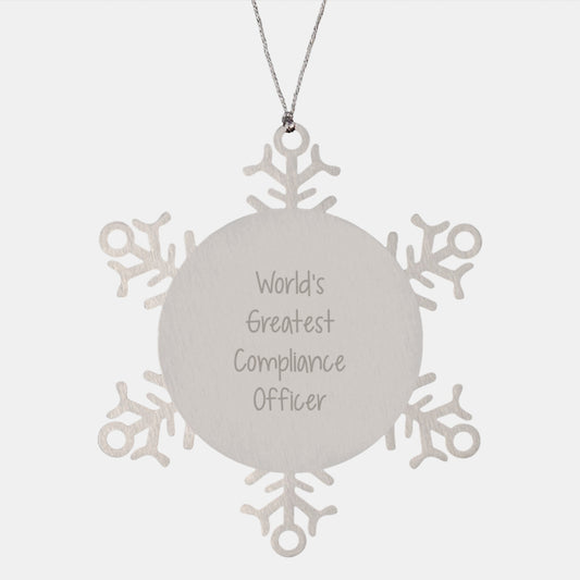Funny Compliance Officer Gifts, Unique Snowflake Ornaments, World's Greatest Compliance Officer, Christmas Unique Gifts from Friends and Family - Image 1