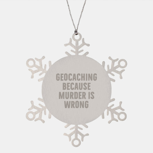 Geocaching Adventurer Snowflake Ornament Funny Geocaching Gifts for Men Women Friends Family Christmas Unique Presents from Geocaching Enthusiasts - Image 1