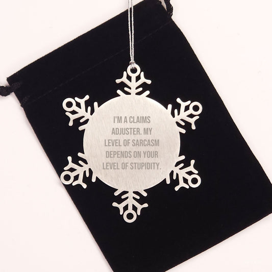 Claims Adjuster Humor Snowflake Ornament, Funny Gifts from Men to Friends, Unique Christmas Unique Gifts for Claims Adjuster - Image 2