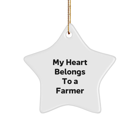 Funny Farmer Star Ornament Gifts from Friends and Family - My Heart Belongs To A Farmer - Image 1