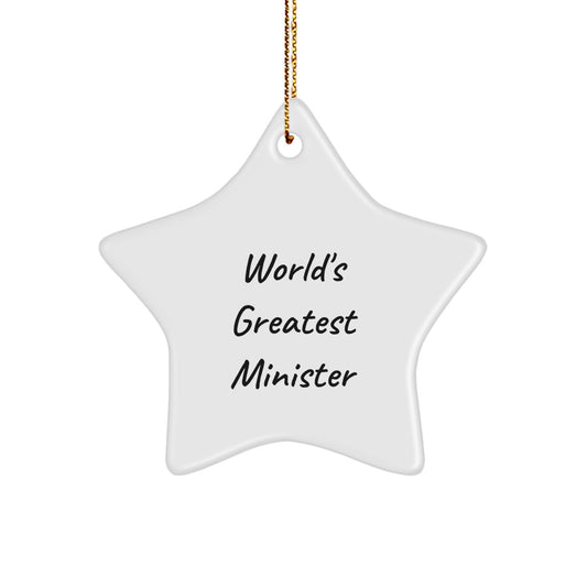 Funny Minister Gifts from Men to Women, World's Greatest Minister Star Ornament, Christmas Unique Gifts for Ministers, Funny Star Shaped - Image 1