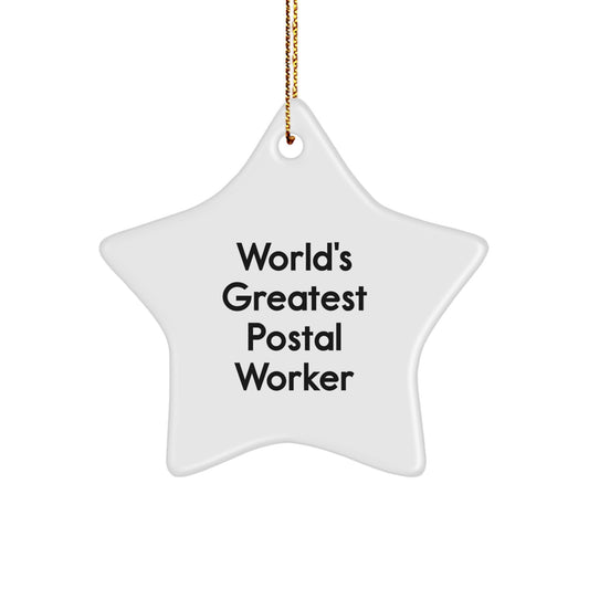 Gifts from Men to Best Postal Worker Christmas Unique Decorations Star Ornament Funny Quote 'World's Greatest' - Image 1