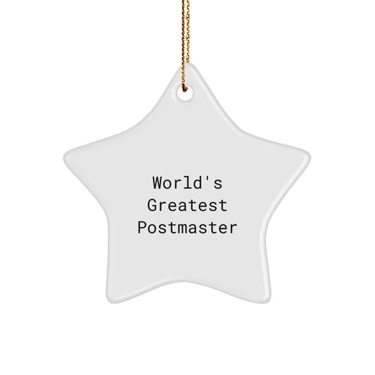 Funny Postmaster Gifts, World's Greatest Postmaster Star Ornament, Christmas Unique Decorations for Postmaster Men, Funny Postmaster Quote Gifts - Image 1