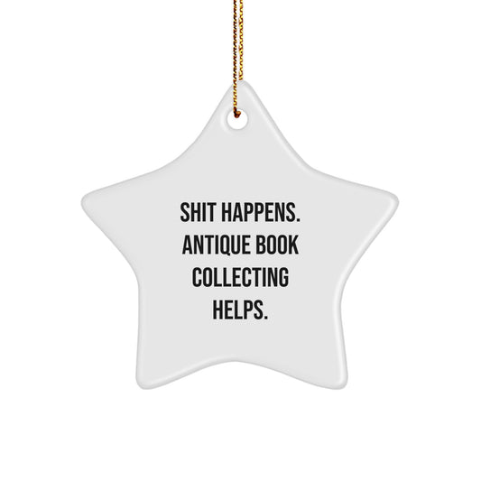 Funny Antique Book Collecting Gifts from Friends for Men Star Ornament - Image 1