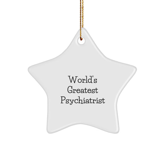 Funny Psychiatrist Gifts from Men to Women Star Ornament Christmas Unique Decorations 'World's Greatest Psychiatrist' - Image 1