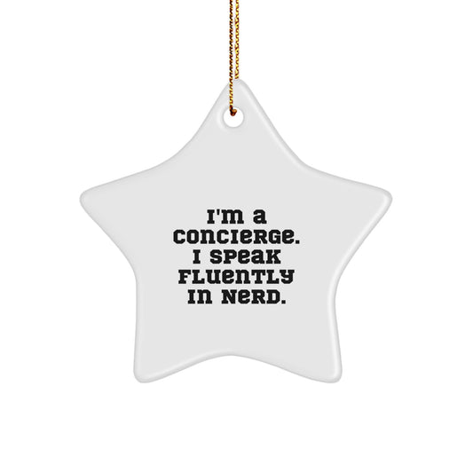 Funny Concierge Gifts from Friends and Family - Star Ornament White Star Shaped MDF with High-Gloss Plastic Finish - Gifts for Concierge - Image 1