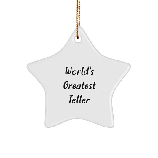 Funny Teller Gifts for Christmas Unique Star Ornament World's Greatest Teller Men - Image 1