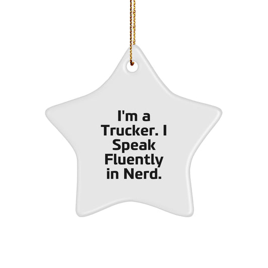 Funny Trucker Star Ornament Gifts for Men from Friends, Christmas Trucker Decorations - Image 1
