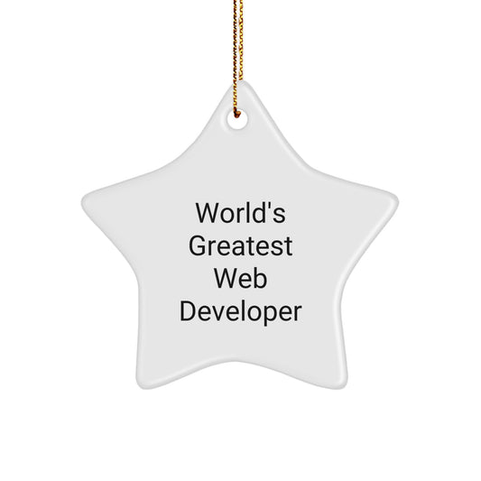 Gifts from Family for World's Greatest Web Developer Star Ornament, Funny Quote, White Star Shaped, Christmas Unique Decorations for Web Developers, Star Ornament for Web Developers - Image 1