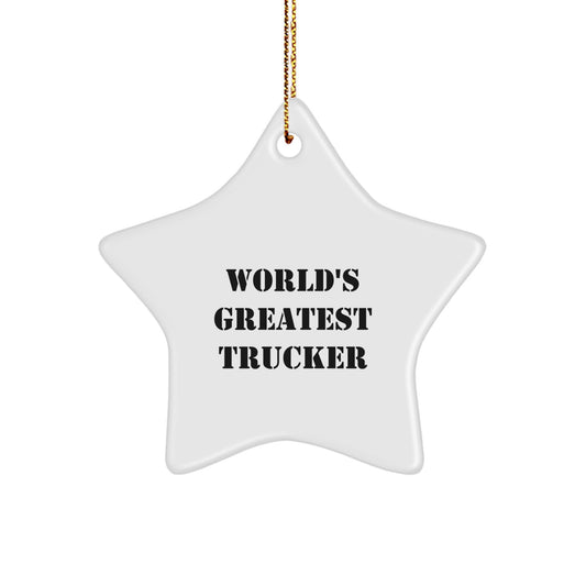 Funny Trucker Gifts from Friends for World's Greatest Trucker Star Ornament, Christmas Unique Decorations for Trucks, Funny Truck Accessories - Image 1