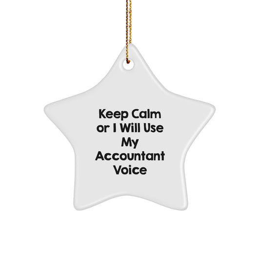 Funny Accountant Gifts for Office, Keep Calm or I Will Use My Accountant Voice Star Ornament, Christmas Unique Gifts from Friends to Family - Image 1