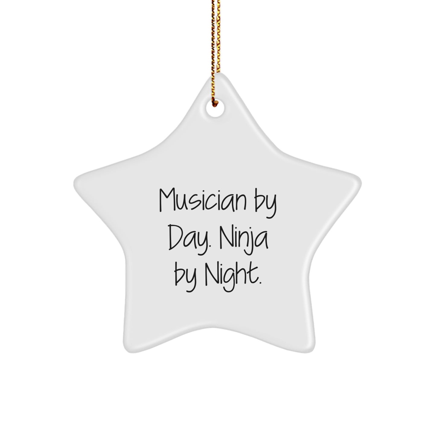 Funny Musician Gifts from Men to Musician Friends and Family Star Ornament, Star Shaped White MDF Christmas Unique Gifts for Musician Enthusiast - Image 1