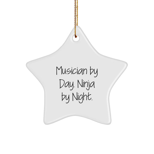 Funny Musician Gifts from Men to Musician Friends and Family Star Ornament, Star Shaped White MDF Christmas Unique Gifts for Musician Enthusiast - Image 1